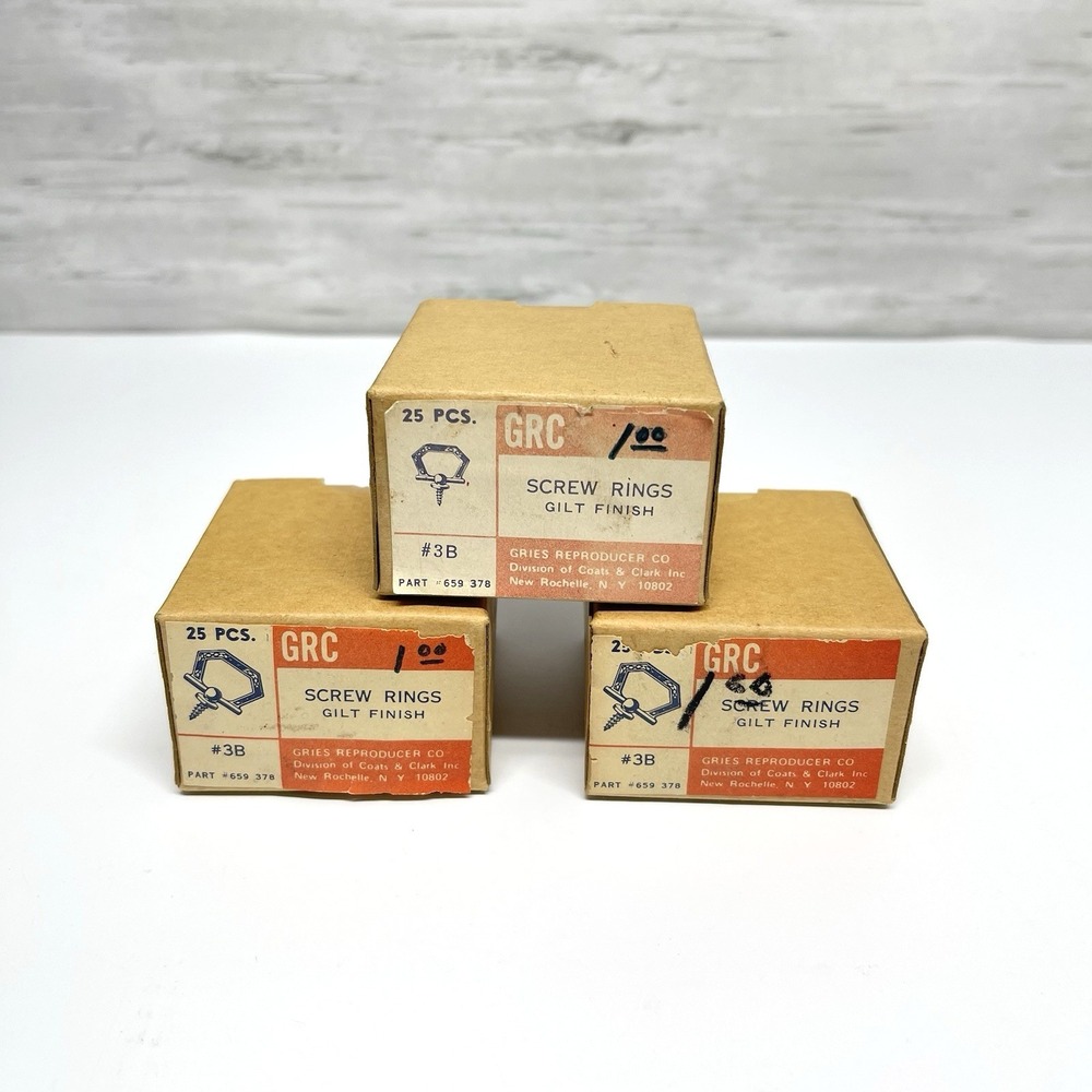 Vintage Screw Rings 3B Gilt Finish By Gries Reproducer Co Hardware Crafts Lot‎ 3